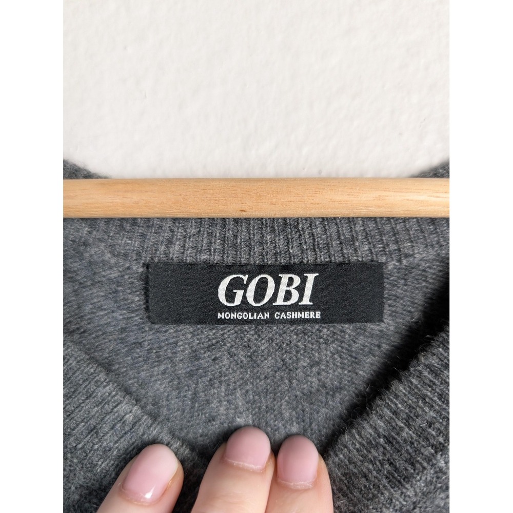 GOBI Pullover Sweater Womens M Gray V-Neck 100% Cashmere Mongolian Knit - Picture 3 of 8